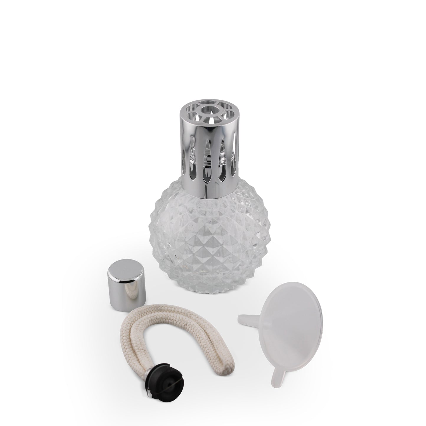 210ml Round Clear Crystal Cut Glass Aromatherapy Lamp