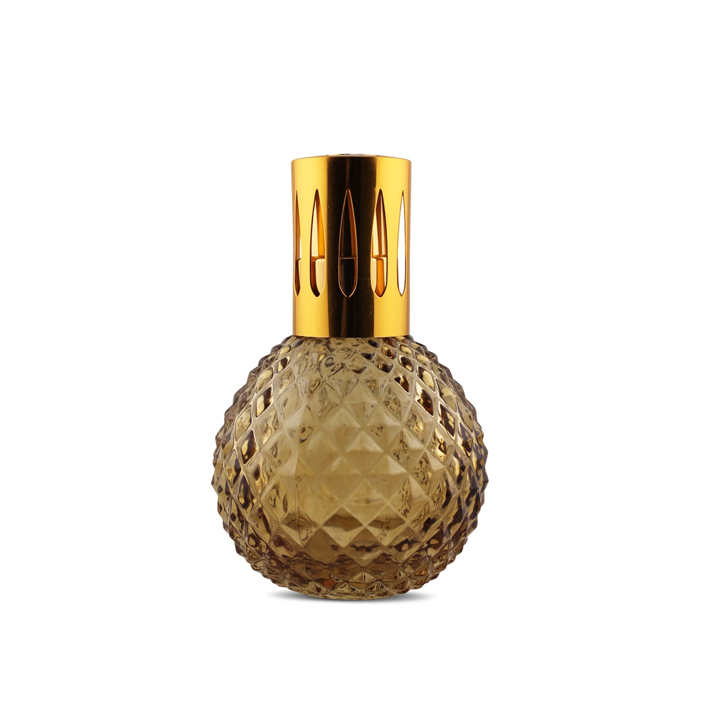 210ml Round Amber Crystal Cut Glass Aromatherapy Lamp