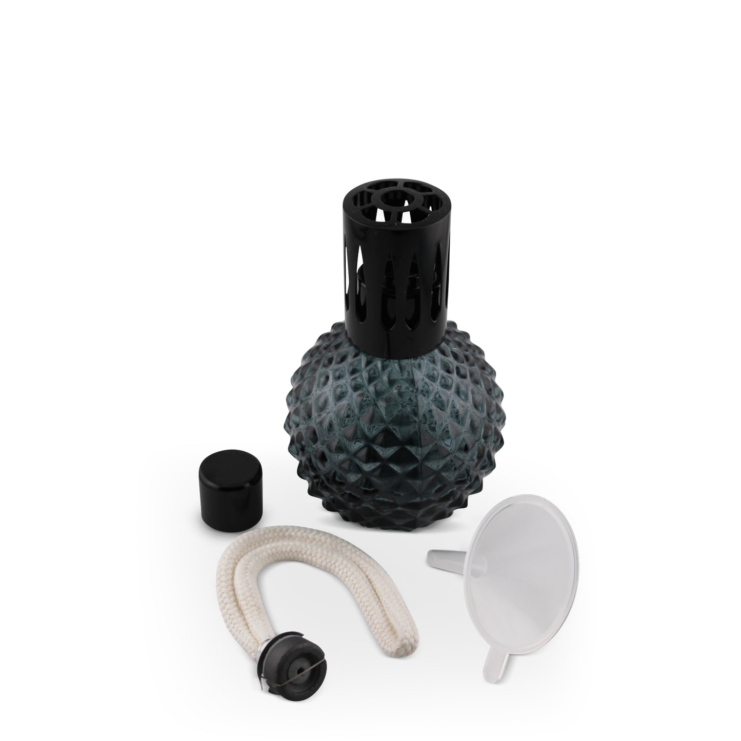 210ml Round Black Crystal Cut Glass Aromatherapy Lamp