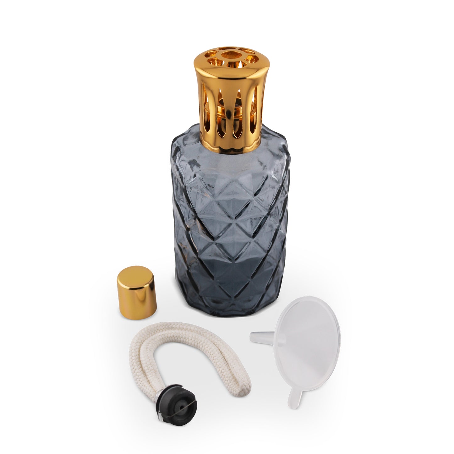 330ml Tall Diamond Denim Glass Aromatherapy Lamp