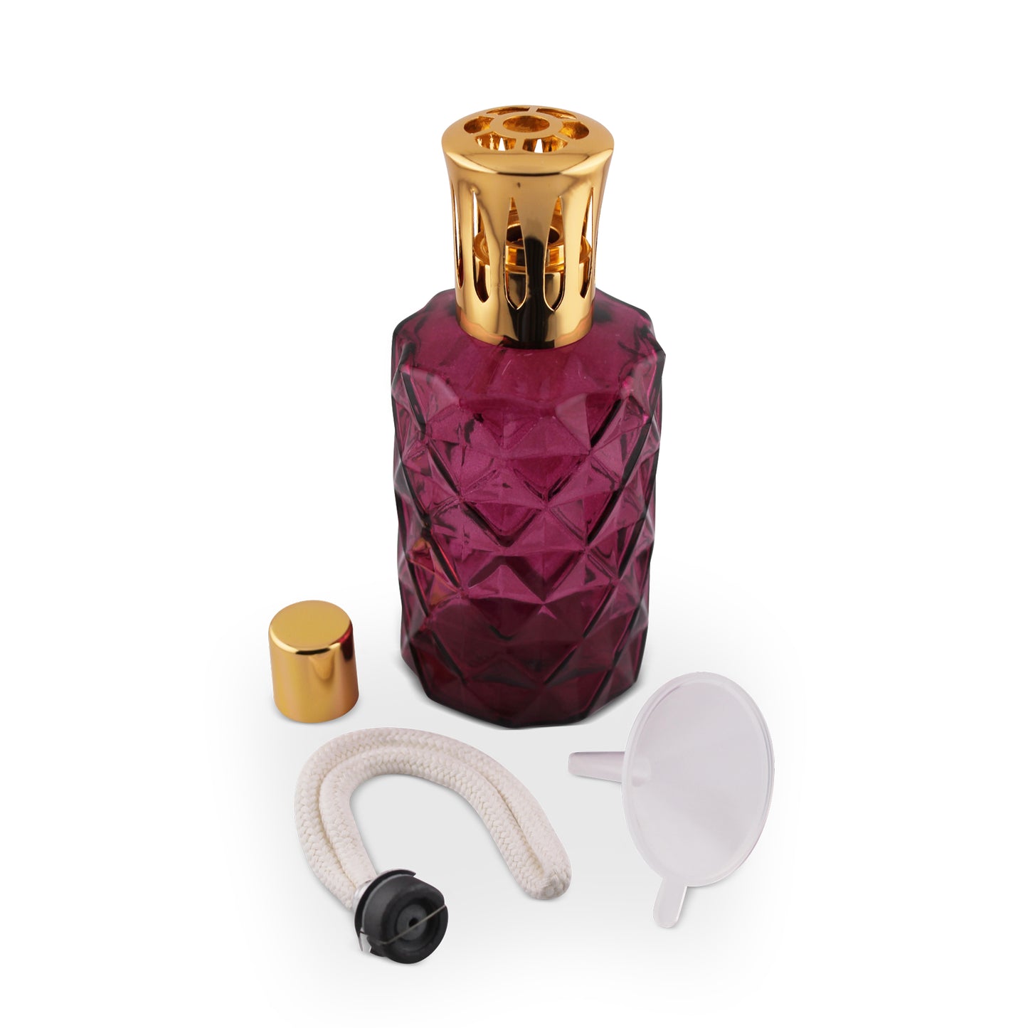 330ml Tall Diamond Fuchsia Glass Aromatherapy Lamp