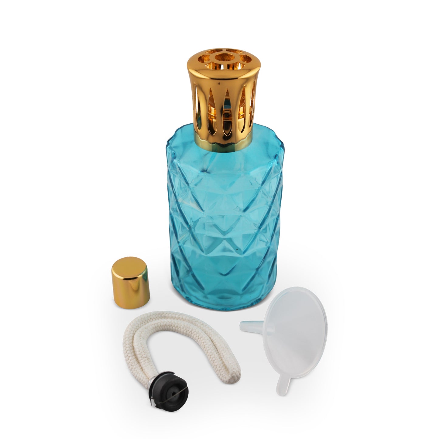 330ml Tall Diamond Turquoise Glass Aromatherapy Lamp