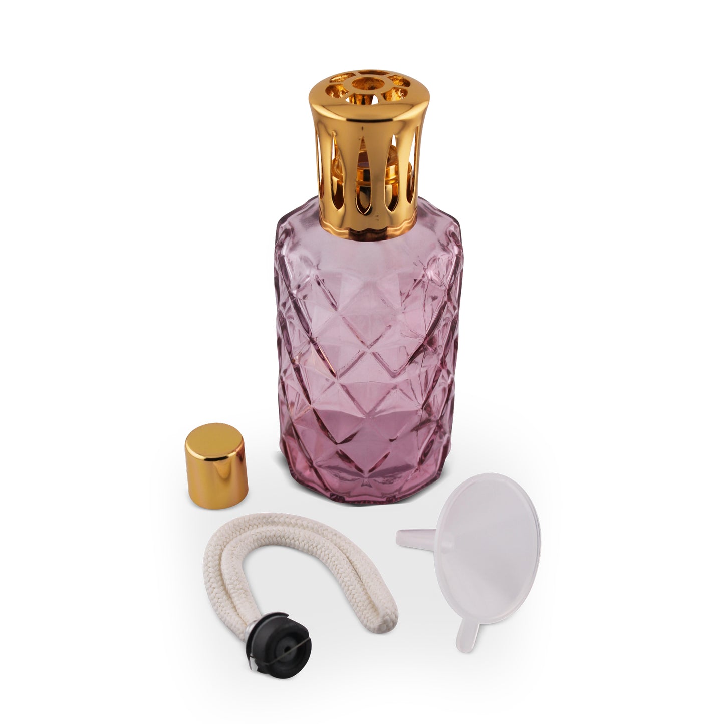 330ml Tall Diamond Cotton Pink Glass Aromatherapy Lamp