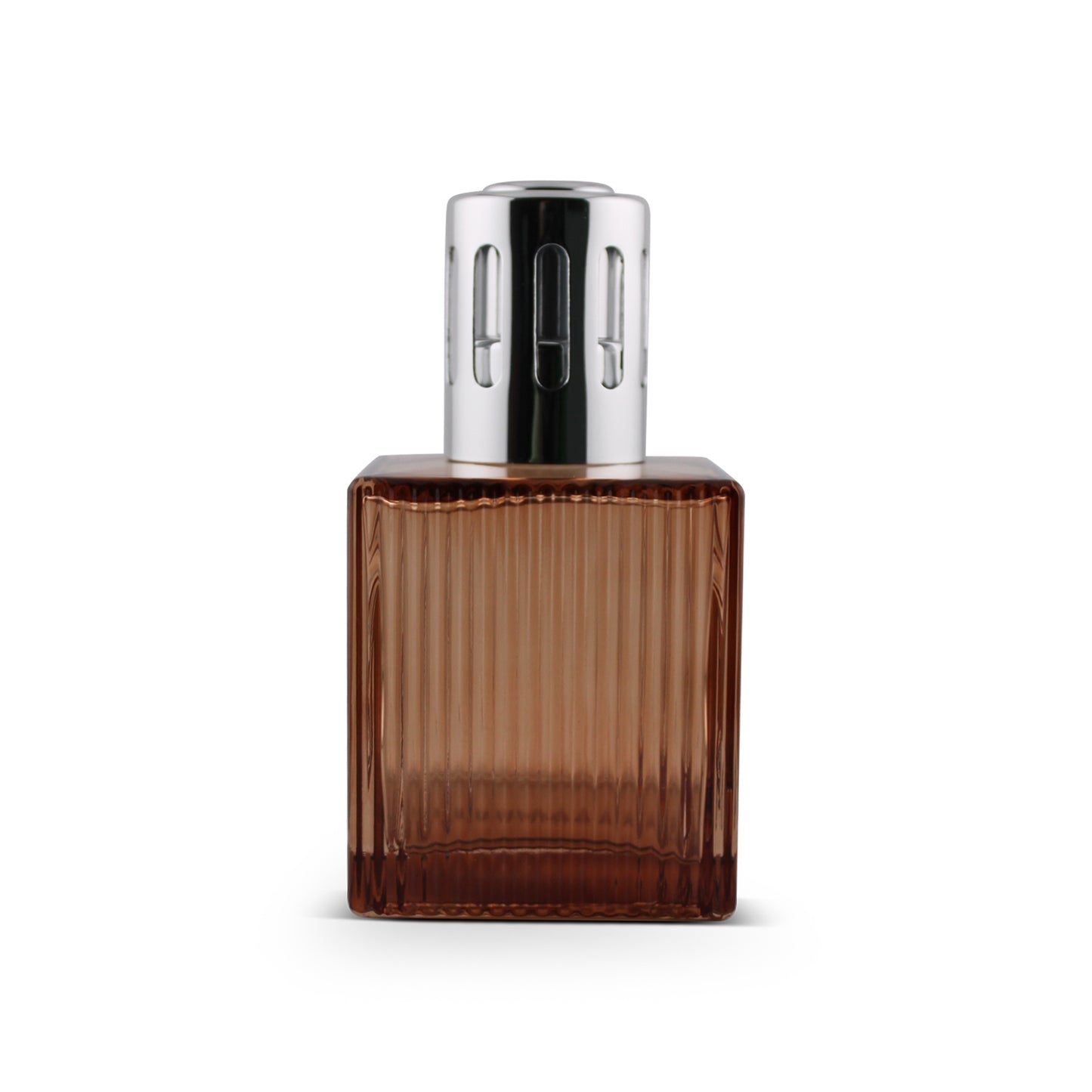 200ml Square Ridged Burnt Orange Glass Aromatherapy Lamp