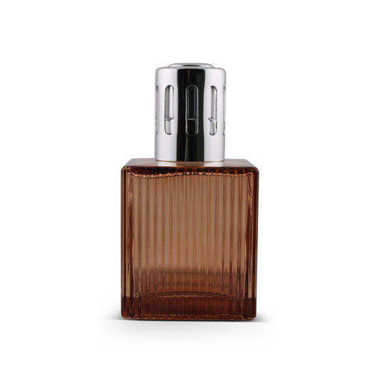 200ml Square Ridged Burnt Orange Glass Aromatherapy Lamp