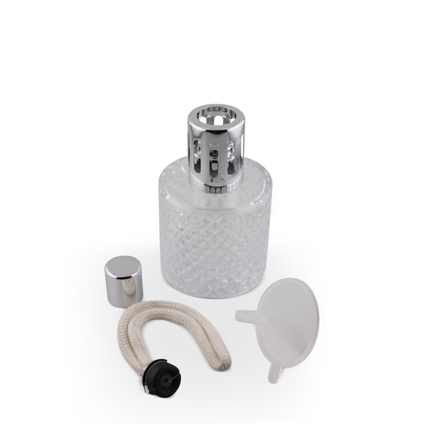 200ml Round Clear Glass Diamond Cut Aromatherapy Lamp